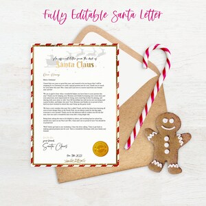 Carta DIY de Papá Noel / Carta de felicitación editable de Papá Noel / Carta de felicitación oficial imprimible de Papá Noel l Templett,