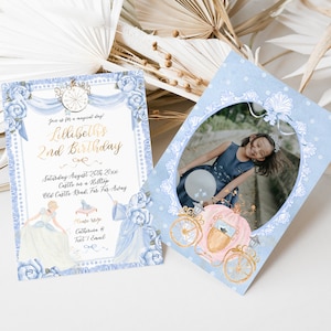 Watercolor Princess Invitation - Back of Invite Photo Option  | INSTANT DOWNLOAD | Princess Party | 2nd 3rd 4th Birthday l Templett Download