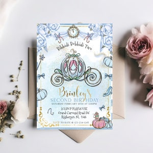 Aquarell Prinzessin Wagen-Geburtstagseinladung | SOFORTIGER DOWNLOAD | Prinzessinnenparty | Zum 2ten Geburtstag l Templett,