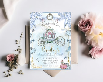 Watercolor Princess Carriage Birthday Invitation | INSTANT DOWNLOAD | Princess Party | 2nd Birthday l Templett,