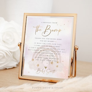 A Message from the Bump Sign | Watercolor Rainbow Shower Print | 8 x 10 Print | Shower Sign | INSTANT DOWNLOAD | Templett,