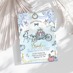 Watercolor Princess Carriage Birthday Invitation | INSTANT DOWNLOAD | Princess Party | 2nd Birthday l Templett,