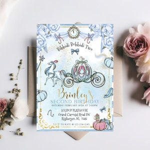 Watercolor Princess Carriage Birthday Invitation | INSTANT DOWNLOAD | Princess Party | 2nd Birthday l Templett,