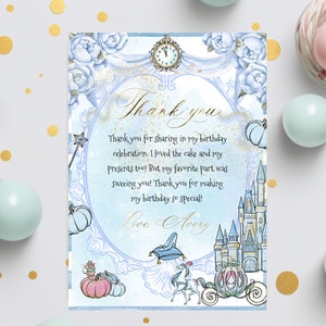 Watercolor Princess Photo Thank You Note | INSTANT DOWNLOAD | Princess Party | 2nd birthday |Templett Download | Thank you Card 5 x 7&quot;
