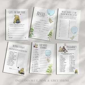 Twelve Fully Editable Winnie the Pooh Baby Shower Games INSTANT DOWNLOAD | Fun Shower Games | Winnie the Pooh | Templett,