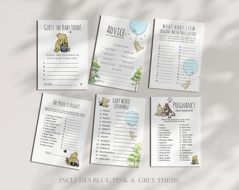Twelve Fully Editable Winnie the Pooh Baby Shower Games INSTANT DOWNLOAD | Fun Shower Games | Winnie the Pooh | Templett,