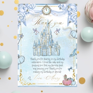 Watercolor Princess Photo Thank You Note | INSTANT DOWNLOAD | Princess Party | 2nd birthday |Templett Download | Thank you Card 5 x 7&quot;