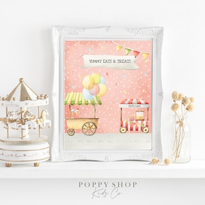The Carousel 3rd Birthday Table Sign  INSTANT DOWNLOAD, / Girls / 3rd birthday, girl Templett,