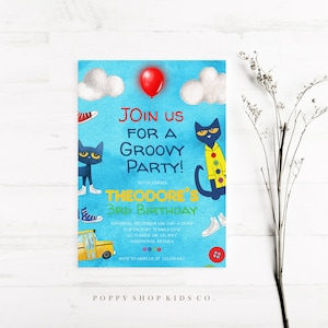 Storybook Birthday Invitation |  INSTANT DOWNLOAD |  Pete the Cat Invite | Fully Editable Invite Templett