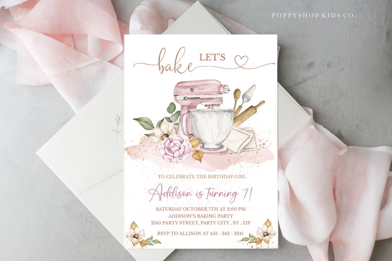 Editable Let's Bake - Baking Party Invitation | INSTANT DOWNLOAD ...