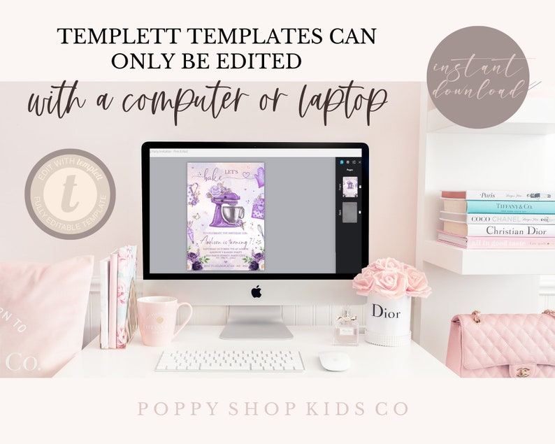 Editable Let's Bake - Baking Party Invitation | INSTANT DOWNLOAD ...