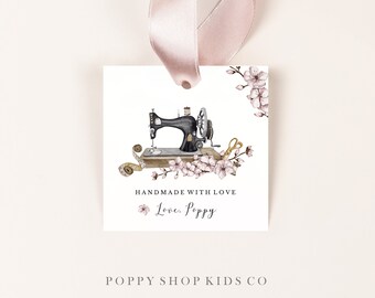Handmade with Love Gift Tag Collection Fully Editable INSTANT DOWNLOAD /Sewing Gift Tags / DIY Small Business Tag / Orchid Vintage Templett,