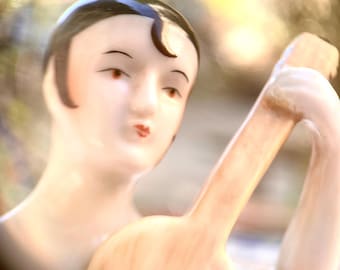 Vintage Art Deco Half Doll Figurine – Art Deco Pierrot with his mandolin