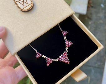Antique 1920s Garnet Necklace • Art Deco • Geometric Triangle Clusters • With Provenance
