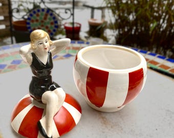 Deauville Bather, Art Deco Porcelain Figurine Box