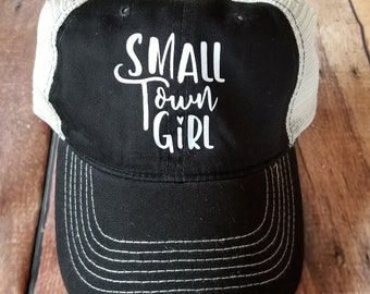 Small Town Girl Distressed Trucker Hat
