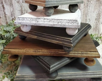 Rustic Farmhouse style Riser, Wood Pedestal Tray, Wood Tray Decor, Kitchen Stand