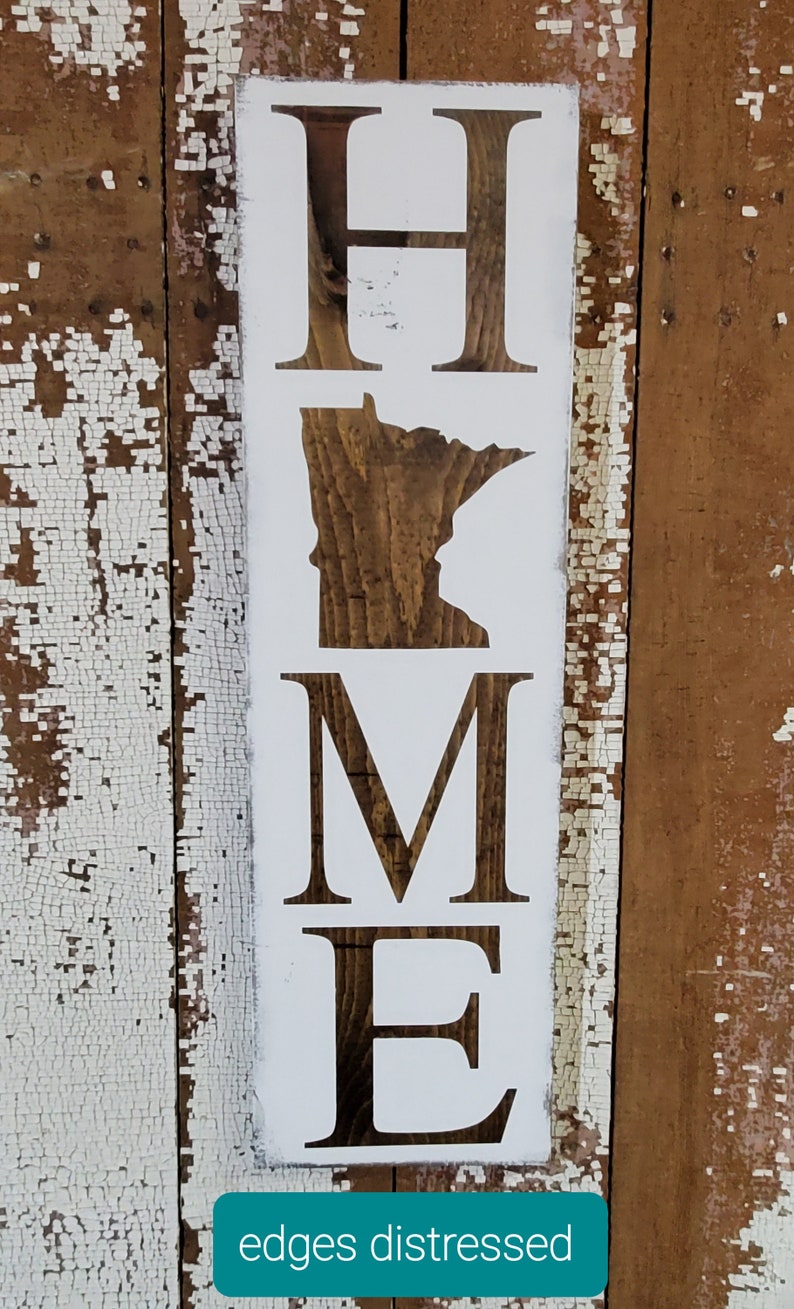 Minnesota Home Sign Hand Painted Sign Rustic Home Decor,MN Wall Art,Porch Distressed Sign Any State Home sign