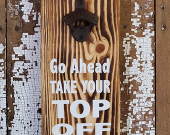 Beer Bottle Opener - Wall Mounted Opener - Groomsman's Gift - Father's Day - Man Cave