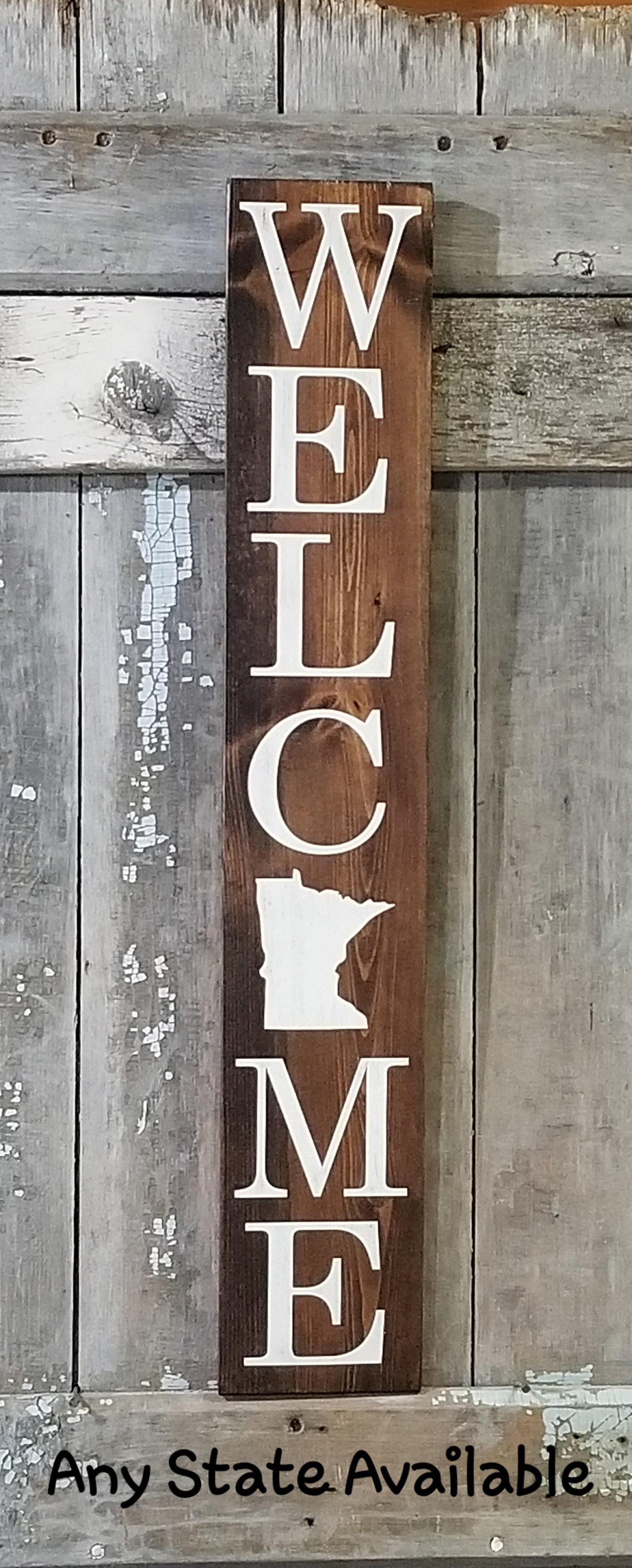 Minnesota Sign Any State Sign Rustic Home Etsy