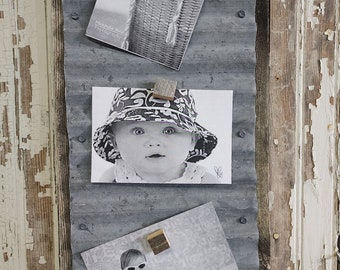 Memo Board, Corrugated Metal on Reclaimed Rustic wood