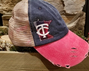 Minnesota Twins Hat Trucker Hat Plaid 