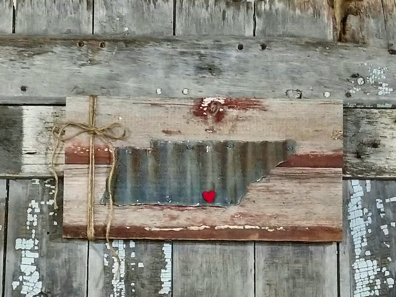Rustic Tennessee. Sign Corrugated Tennessee State on Barn Wood, Rustic TN, Rustic Home Decor ...