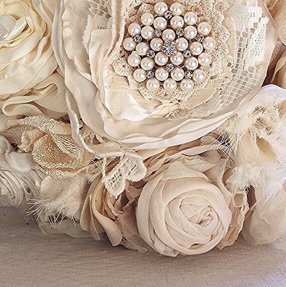 Shabby Chic Bridal Bouquet Beige Color Ivory Silk Bouquetthis Bouquet Is Ready To Sendoriginal Bouquet Boho Weddingchic Bouquet