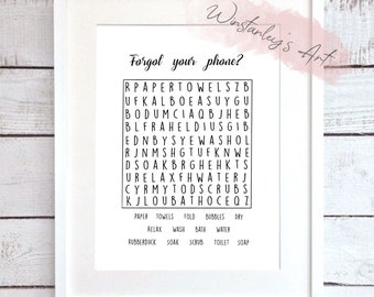 Bathroom Word Search Etsy