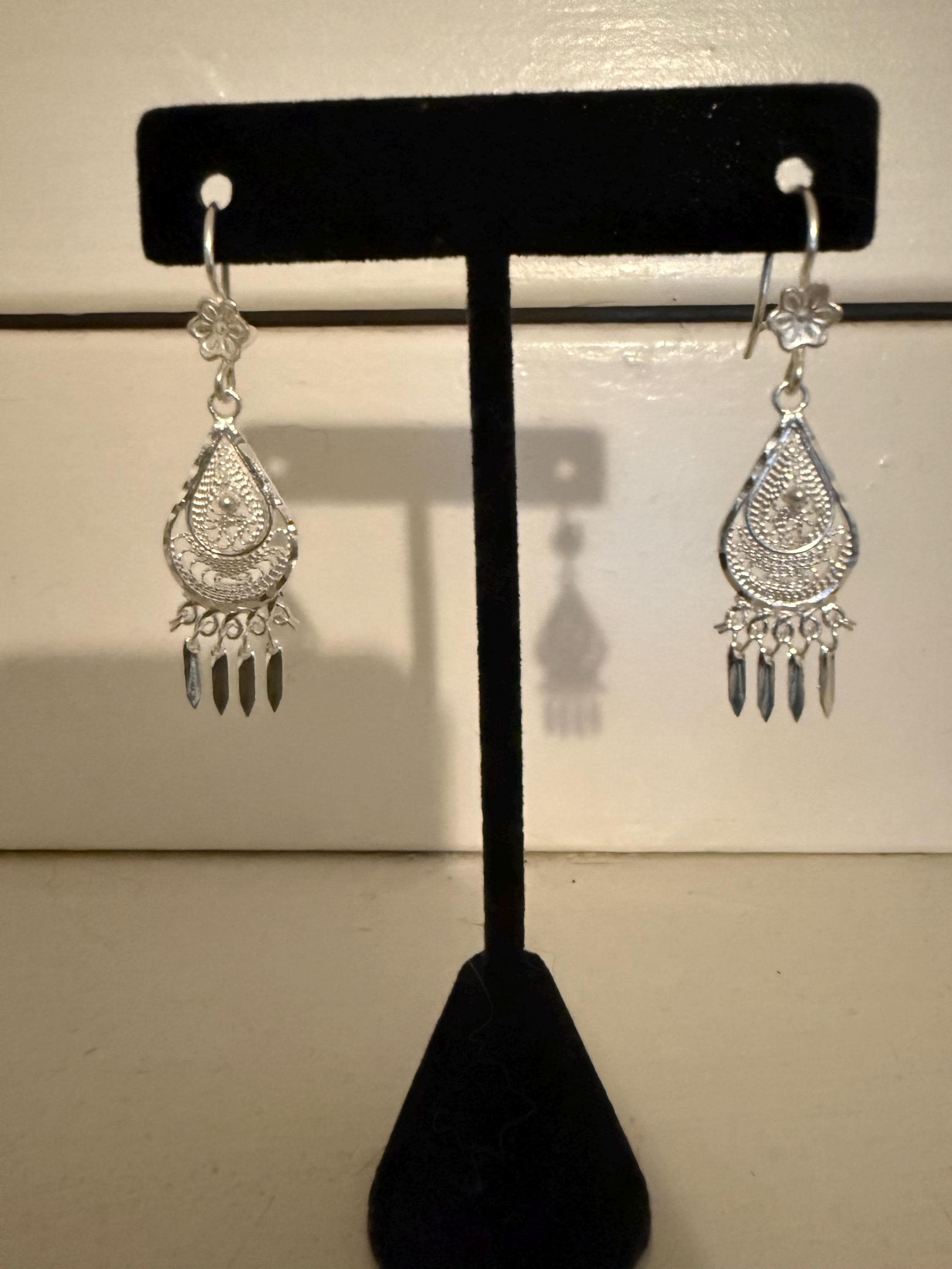 Boucles D'oreilles Argent 925 Taxco TM-114 - Relief Soleil, Crochets Mexico - Occasion