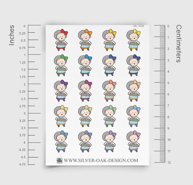 Little Ruby Baking Cooking Custom Hair Character Planner Stickers GRL-002-B
