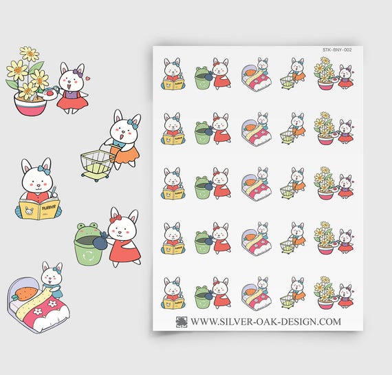 house chore planner stickers bunny rabbit bny 002 etsy house chore