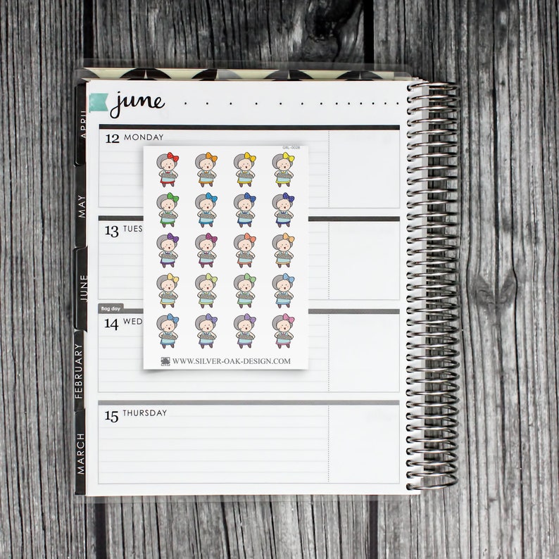 Little Ruby Baking Cooking Custom Hair Character Planner Stickers GRL-002-B