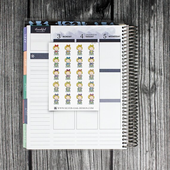 Little Ruby Baking Cooking Custom Hair Character Planner Stickers GRL-002-B