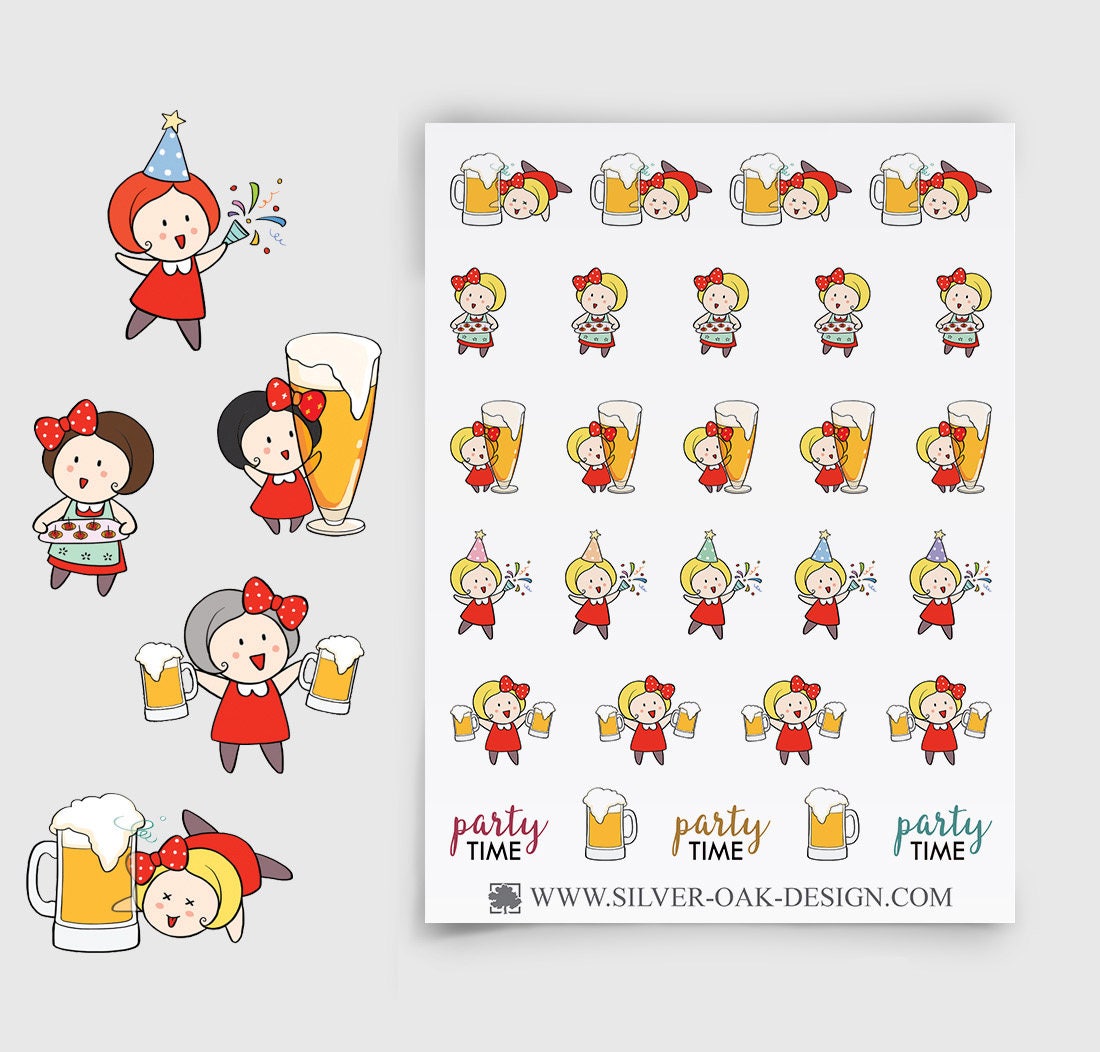 Little Ruby Baking Cooking Custom Hair Character Planner Stickers GRL-002-B