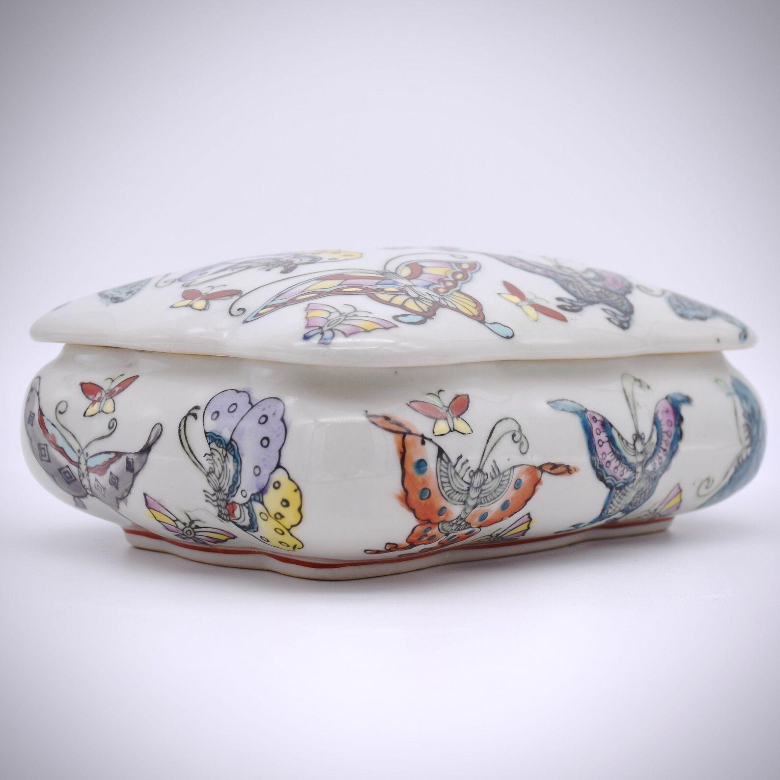 Amita Vintage Porcelain Treasure Box Butterfly Butterflies Etsy