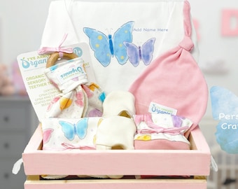 Organic Baby Clothes, Baby Girl Gift Basket, Butterflies Baby Shower, Organic Handmade Set, Baby Shower Gift, Coming Home Baby Gift, Newborn