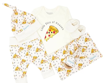 Bio Gender Neutral Baby Kleidung, Baby Shower Geschenk, Pizza Outfit, Baby Care Paket, Neugeborenen Kleidung, Krankenhaus Geschenk, neue Mutter, Unisex