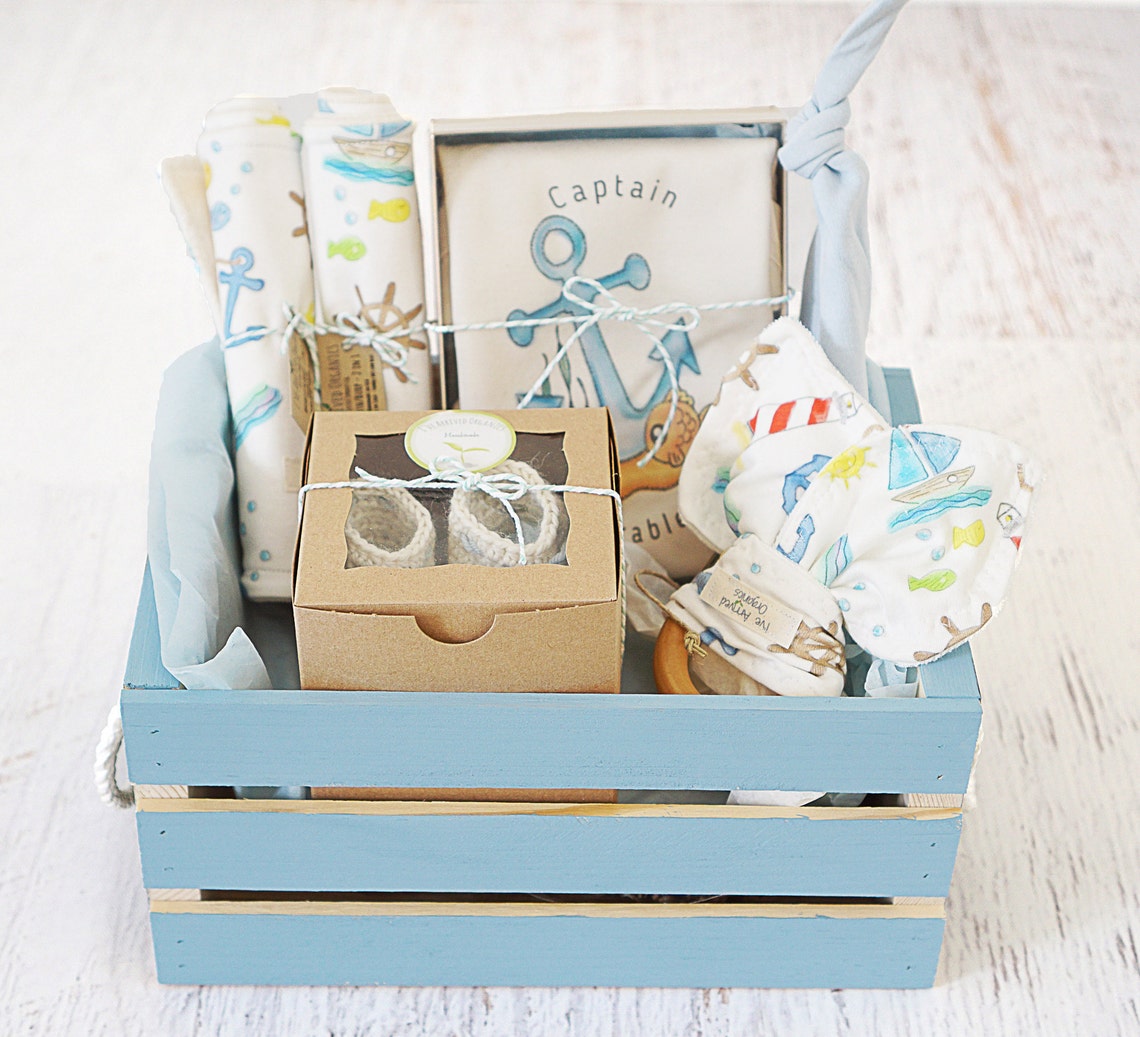 Baby Boy Gift Basket Personalize Baby's Name Anchor Baby Etsy