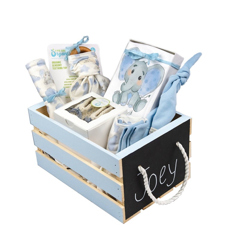 Baby Boy Gift Basket Organic Baby Clothes Elephant Baby Etsy