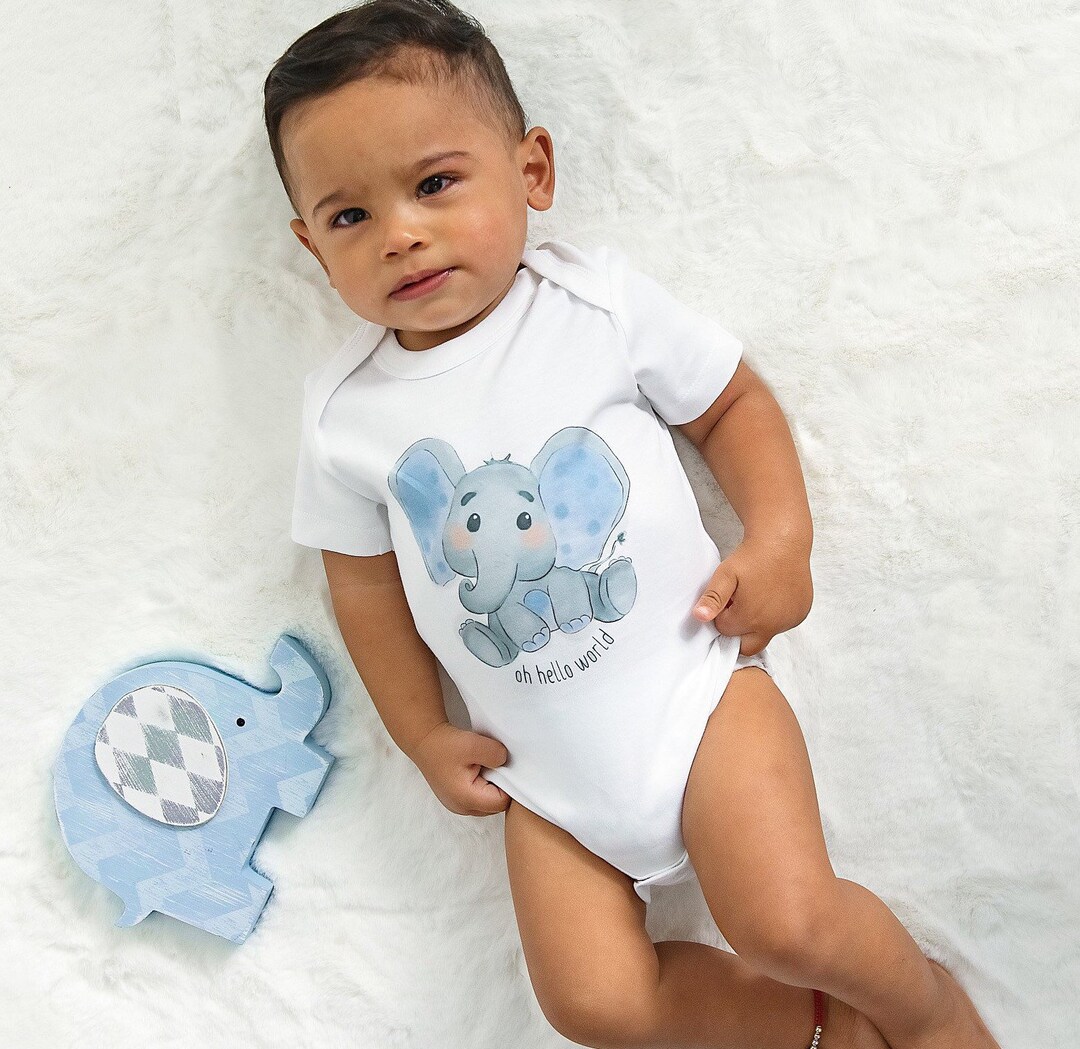 Organic Baby Elephant Bodysuit Organic Baby Clothes Elephant Etsy