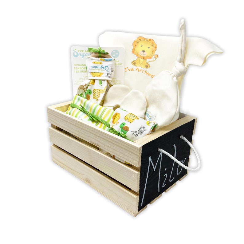 Baby Gift Basket, Lion Baby Gift Basket, Jungle Nursery, Baby Shower Gift, Newborn Baby Gift, Safari Baby, Corporate Baby Gift image 2