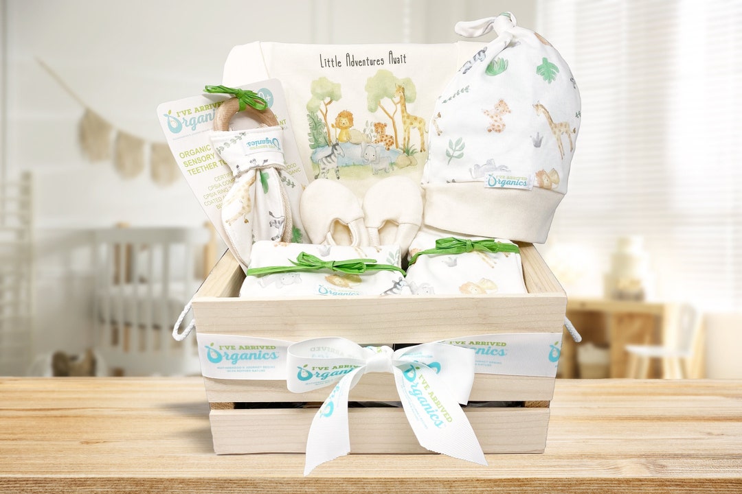 Gender Neutral Baby Basket, Safari Baby Clothes, Organic Baby Clothes ...