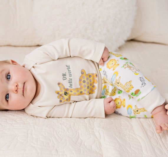 Organic Baby Clothes Giraffe Safari Baby Outfit Organic Baby