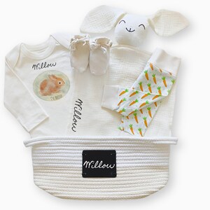Organic Gender Neutral Baby Gift Basket, Bunny Carrot Theme, Eco ...