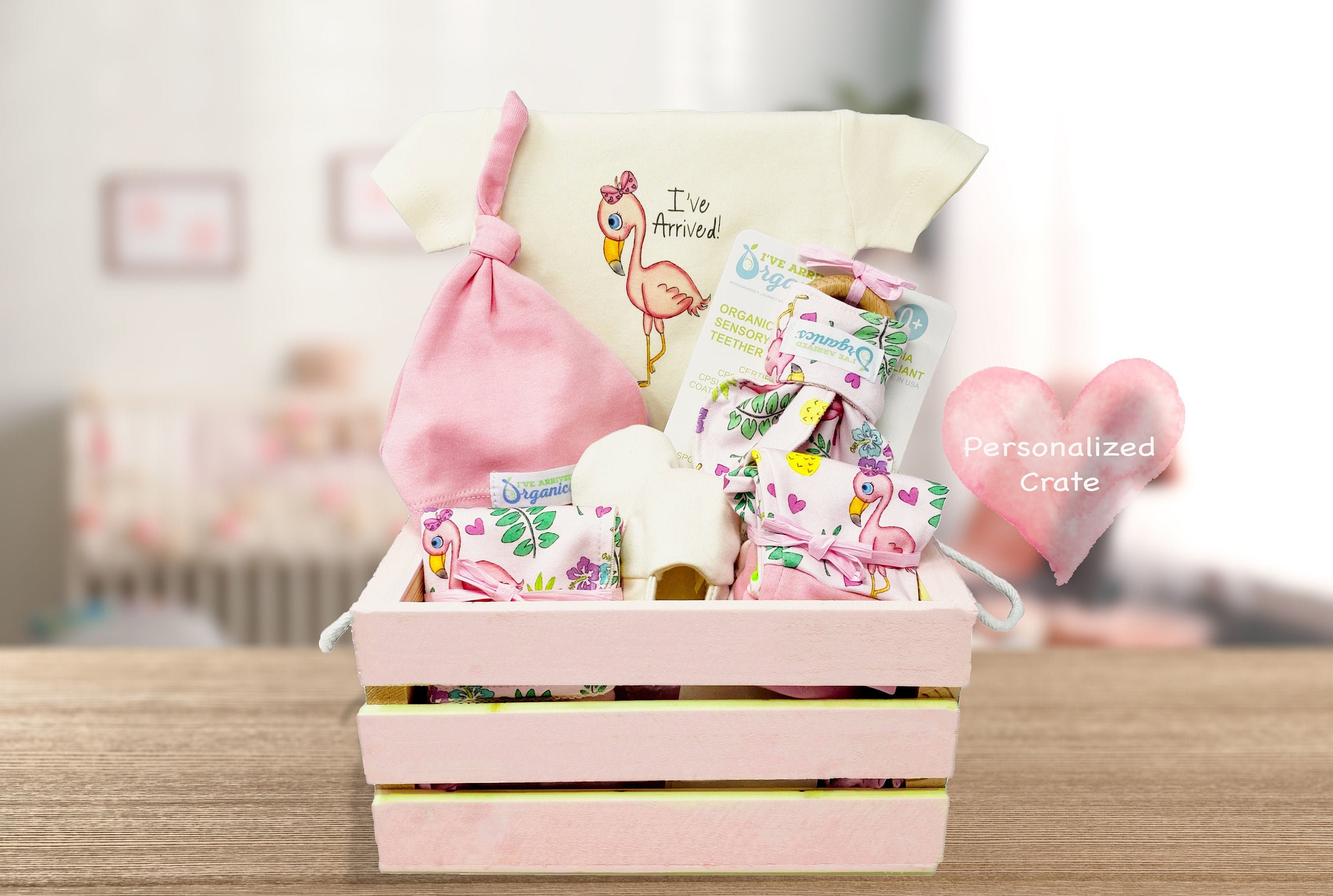 Große Baby-Geschenktüte 'Baby In Bloom' – Rosa, Mit Seidenpapier & Karte, Für Babyparty & Geburtstag, 33x26x13 Cm