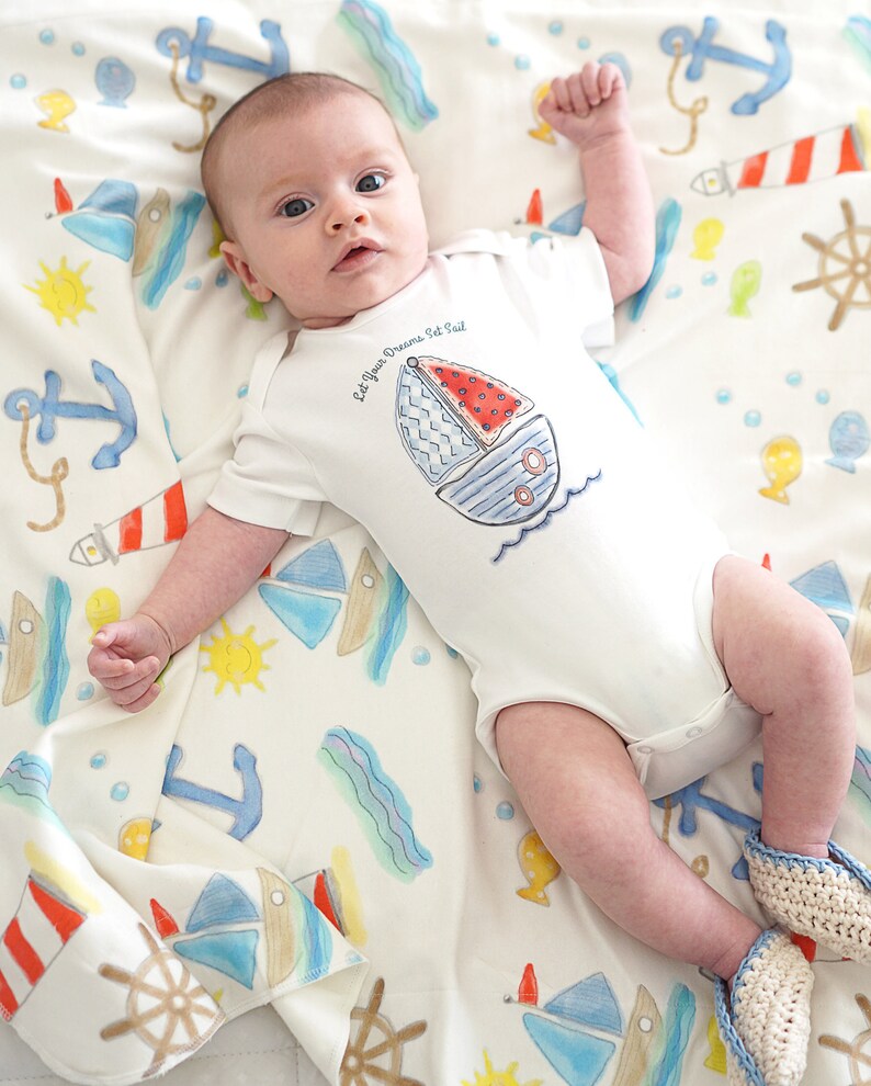 Baby Boy Gift Basket Organic Baby Clothes Nautical Baby Etsy