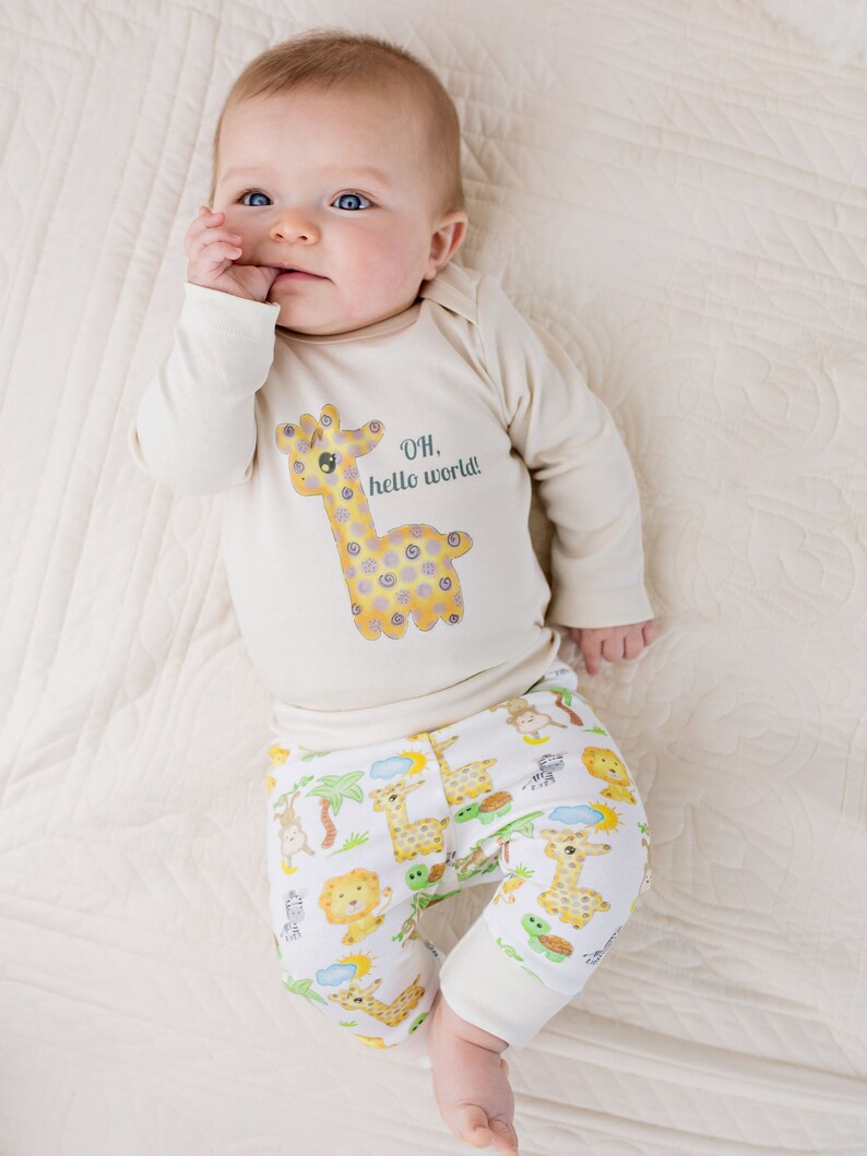 Organic Baby Clothes Giraffe Safari Baby Outfit Organic Baby Etsy