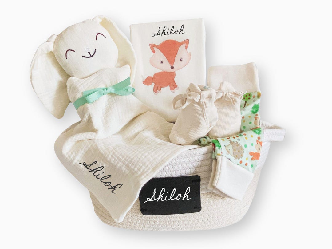 Gender Neutral Baby Gift Basket, Woodland Animals Baby Gift Basket ...