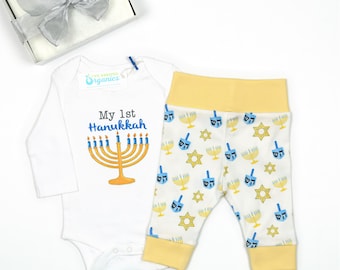 My First Hanukkah Baby Outfit, Organic Baby Clothes, Hanukkah Baby Outfit, Holiday Baby Outfit, Baby Menorah Outfit, Gender Neutral Baby